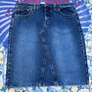 Vintage lei Studded Denim Pencil Skirt, size 13